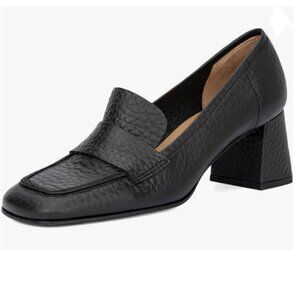 Black Women’s Classic Pumps Block Mid Heels Dressy Loafers Square Toe Shoes